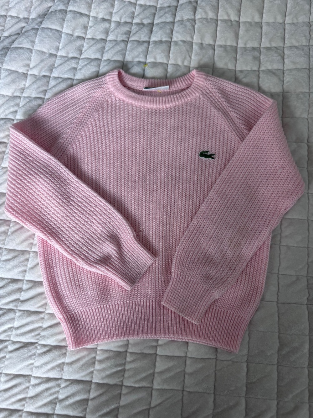 Vintage Lacoste Kids Girls Pink Knit Sweater Size 10 Made in Spain